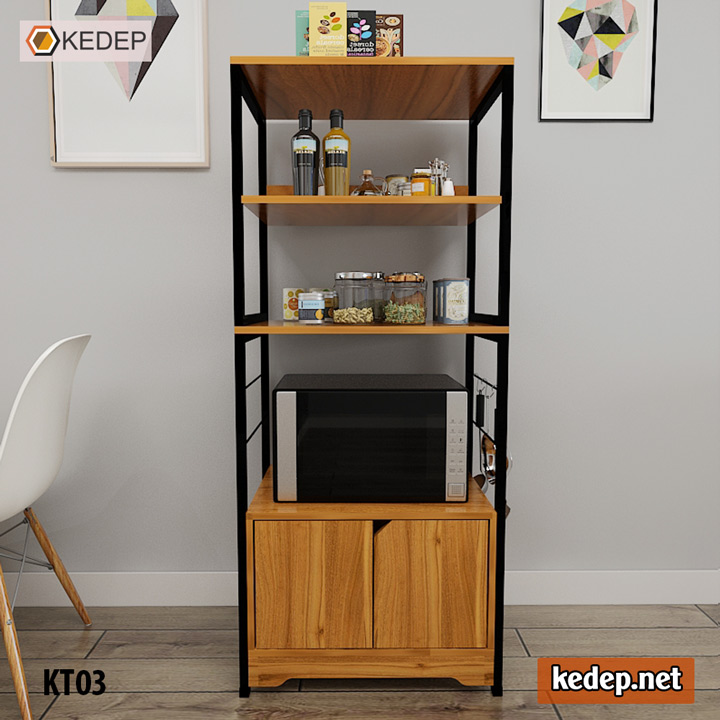 Với Kệ Bếp Kèm Tủ KT03, người dùng sẽ thấy không gian bếp nhà mình trở nên đẹp đẽ và sang trọng hơn bao giờ hết. Với kết cấu gỗ chắc chắn và sự tiện nghi của tủ kèm theo, không gian bếp của bạn sẽ trở nên thông thoáng và sạch sẽ hơn bao giờ hết.